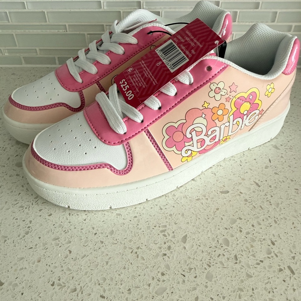 Women's Barbie by Mattel Pink Casual Court Sneaker, Whole Sizes 8, Regular W NWT